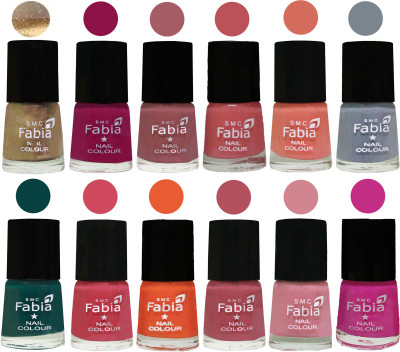 

Fabia Matte Nail Polish Exclusive Combo Golden, Raspberry, Lip, Bazooka Joe, Light Peach, Wild Gray Yonder, Dark Green, Shock Pink, Sour Orange, Mauve Pink, Rose, Pink Pink(Pack of 12)