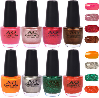 

AQ Fashion Gorgeous Shade Nail Polish Set 1012 Multicolor(Pack of 8)