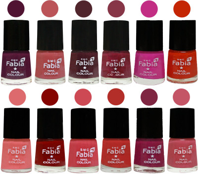 

Fabia Exclusive Nail Polish Set of 12 pcs. Boysenberry-Peach-Wine-Wine Red-Pink Pink-Fire Orange-Baby Pink-Bold Red-Strawberry-Candy Orange-Dark Magenta-Light Pink(Pack of 12)