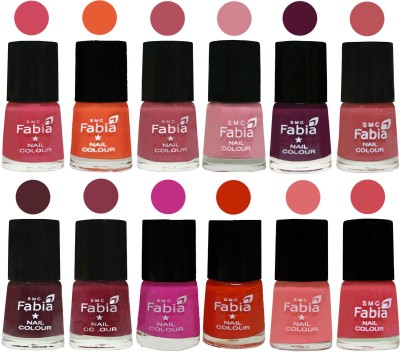 

Fabia Exclusive Nail Polish Set of 12 pcs. Shock Pink-Sour Orange-Mauve Pink-Rose-Boysenberry-Peach-Wine-Wine Red-Pink Pink-Fire Orange-Baby Pink-Strawberry(Pack of 12)