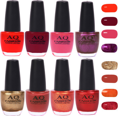 

AQ Fashion Gorgeous Shade Nail Polish Set 1021 Multicolor(Pack of 8)