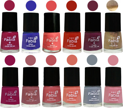 

Fabia Matte Nail Polish Exclusive Combo Cherry Blossom, Shock Blue, Salmon, Shock Orange Red, Mulberry, Golden, Raspberry, Lip, Bazooka Joe, Light Peach, Wild Gray Yonder, Rose(Pack of 12)
