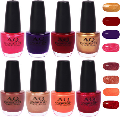

AQ Fashion Gorgeous Shade Nail Polish Set 1018 Multicolor(Pack of 8)