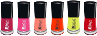 

forsure matte long lasting profession nail polish set of 6 mania pink, light pink, peach, orange, neon yellow, fire red(Pack of 6)