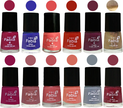 

Fabia Matte Nail Polish Exclusive Combo Cherry Blossom, Shock Blue, Salmon, Shock Orange Red, Mulberry, Golden, Raspberry, Lip, Bazooka Joe, Light Peach, Wild Gray Yonder, Wine Red(Pack of 12)