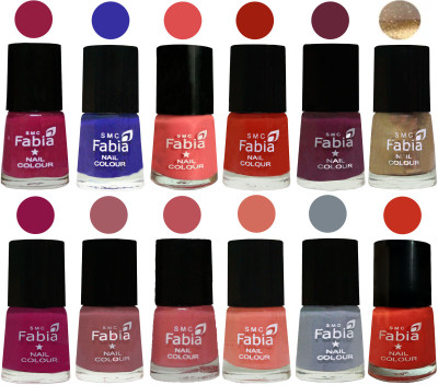 

Fabia Matte Nail Polish Exclusive Combo Cherry Blossom, Shock Blue, Salmon, Shock Orange Red, Mulberry, Golden, Raspberry, Lip, Bazooka Joe, Light Peach, Wild Gray Yonder, Orange(Pack of 12)