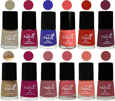 

Fabia Matte Nail Polish Exclusive Combo Tan, Cherry Blossom, Shock Blue, Salmon, Shock Orange Red, Mulberry, Golden, Raspberry, Lip, Bazooka Joe, Light Peach, Dark Nude(Pack of 12)