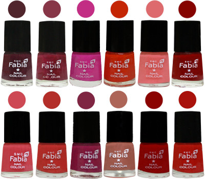 

Fabia Exclusive Nail Polish Set of 12 pcs. Wine-Wine Red-Pink Pink-Fire Orange-Baby Pink-Bold Red-Strawberry-Candy Orange-Dark Magenta-coral-Red-Reddish Red(Pack of 12)