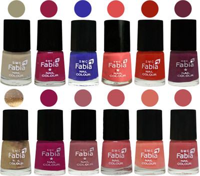 

Fabia Matte Nail Polish Exclusive Combo Tan, Cherry Blossom, Shock Blue, Salmon, Shock Orange Red, Mulberry, Golden, Raspberry, Lip, Bazooka Joe, Light Peach, Peach(Pack of 12)