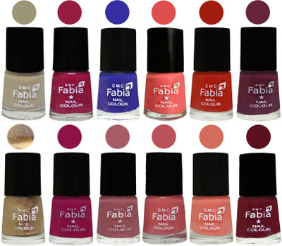 

Fabia Matte Nail Polish Exclusive Combo Tan, Cherry Blossom, Shock Blue, Salmon, Shock Orange Red, Mulberry, Golden, Raspberry, Lip, Bazooka Joe, Light Peach, Maroon(Pack of 12)