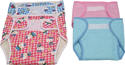 

Croox Pack of 4, Multicolor (6-24 Months) Cushioned Padded 100% Double Cotton Thick Cloth Washable Reusable