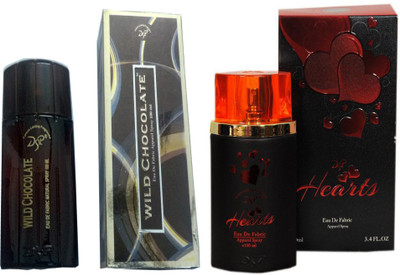 dsp HEARTS RED PERFUME 100 ML + WILD CHOCOLATE PERFUME 100 ML Eau de Parfum - 100 ml(For Men & Women)