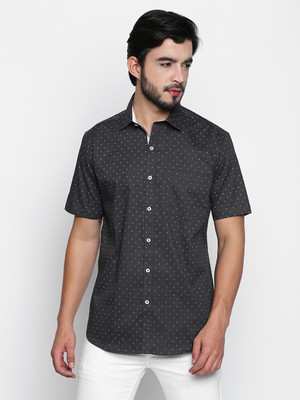 ZIDO Men Printed Casual Black Shirt