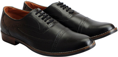 

FAUSTO Corporate Brogue Lace Up For Men(Black