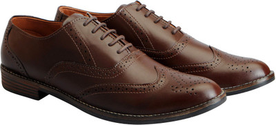 

FAUSTO Corporate Brogue Lace Up For Men(Brown