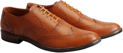 

FAUSTO Corporate Brogue Lace Up For Men(Tan