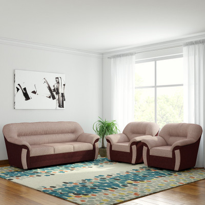 

Furnicity Fabric 3 + 1 + 1 Brown Sofa Set