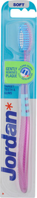 

Jordan Target Teeth & Gums Bristles Latest Design BPA Free Imported Brush gentle to Teeth & Gems. Made in Malaysia (Random Color) Pack of 1 Soft Toothbrush