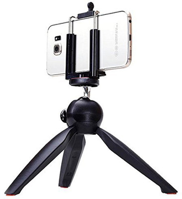 

House of Quirk Mini Tripod Mount + Phone Holder Clip Desktop Self-Tripod for Mobile Phones and Digital Camera Tripod(Black, Supports Up to 300 g)