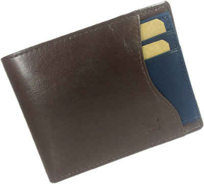 

WISE OWL Men Brown Genuine Leather Wallet(7 Card Slots), Brown/blue