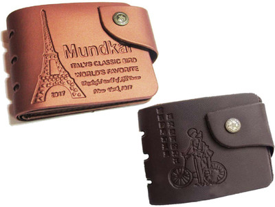 Peacock Mundkar Men Tan, Black Fabric Wallet(5 Card Slots), Black;tan