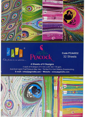 

JAGS A4 Craft Papers Peacock - (CPPS11) - 8 Pattern Designs 32 Sheets