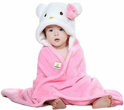 

Brandonn Embroidered  Hooded Baby Blanket(Microfiber, Baby Pink
