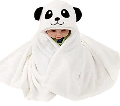 

BRANDONN Animal  Hooded Baby Blanket(Polyester, White
