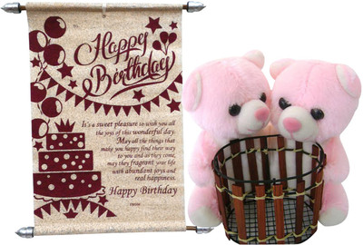

Natali Traders Birthday Gift Combo - Couple Pen Stand Teddy With Birthday Scroll Card(Set of 2)