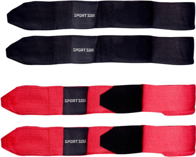 

SportSoul 108 Inches Stretchable (Pack of 2 Pairs) Black & Red Black, Red Boxing Hand Wrap(Black, Red, 108 inch)