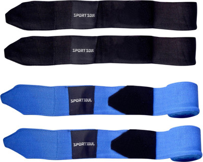 

SportSoul 108 Inches Stretchable (Pack of 2 Pairs) Blue & Black Blue, Black Boxing Hand Wrap(Blue, Black, 108 inch)