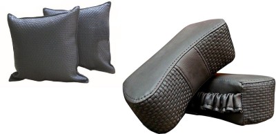 AuTO ADDiCT Grey Leatherite Car Pillow Cushion for BMW(Rectangular, Pack of 4)