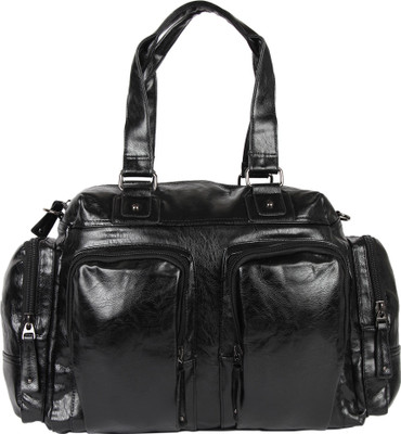 

LEATHEROM (Expandable) Genuine_LEATHERite Travel Duffel Bag(Black)