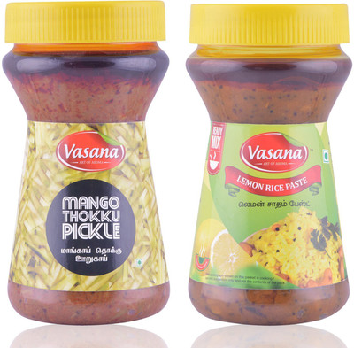 

Vasana Mango Thokku Pickle and Lemon Rice Paste Combo Combo(300-300)