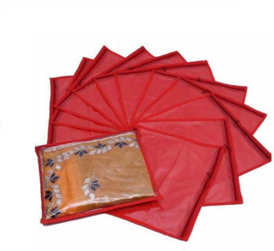 Ajabh High Quality Plain Pack Of 12 Pieces Single Non woven Saree Cover Gift Organizer & Travling pouch Keep saree/Suit/Travelling Pouch(Maroon)