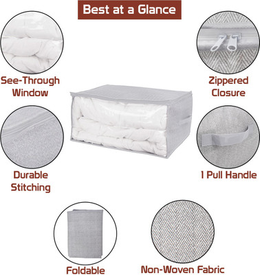 

HomeStorie Non-Wooven Blanket Quilt Storage Bag(Grey)