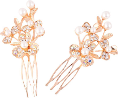 

Sanjog Beauty Rhinestone Crystal Golden Metal Hair Pin/Hair Clip For Girls/Women Wedding Bridal Hair Pin(Gold)