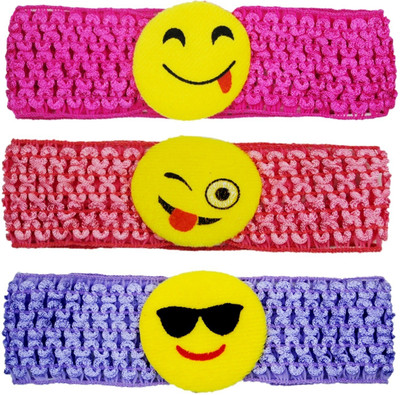 

Netboys Crochet Cutwork Flower Baby Headband ( Pink , Peach , Purple ) 3 Pcs Set Hair Band(Multicolor)