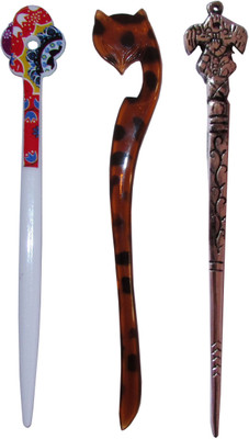 

Peacock Combo of Multi Color Juda Sticks Bun Stick(Multicolor)