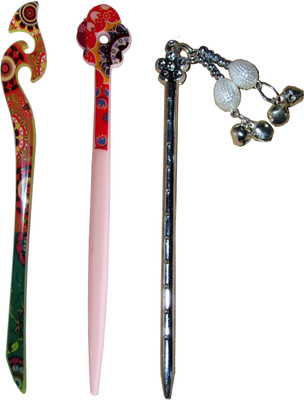 

ROOD Combo of Multi Color Juda Sticks Bun Stick(Multicolor)