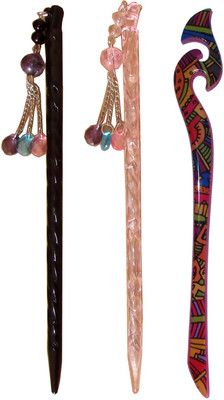 

ROOK Combo of Multi Color Juda Sticks Bun Stick(Multicolor)