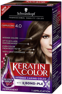 

Schwarzkopf Keratin Color Anti-Age Hair Color Cream, 4.0 Cappuccino Hair Color(Cappuccino)