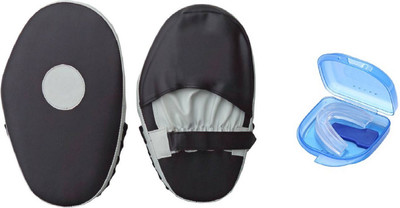 

HEALTH FIT INDIA Pair of Black Color Straight Coacher Pad and Blue Color Mouth Guard Boxing Kit