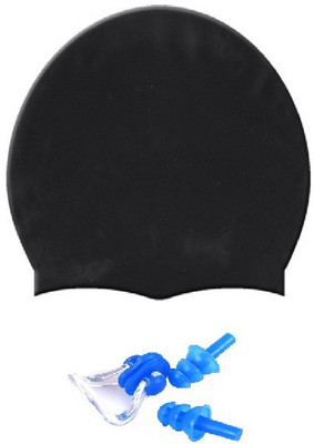 

YUKI BLACK COLOR SWIMMING CAP WITH EAR & NOSE PLUG Swimming Kit