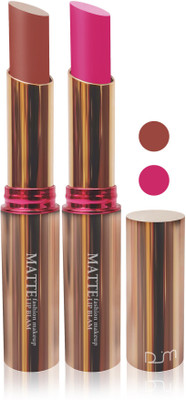 

FEMINA09 cosmetics makeup velvet matte Enriched with Vitamin E lipstick fashion collection combo set of 2 color(d pink l brown)