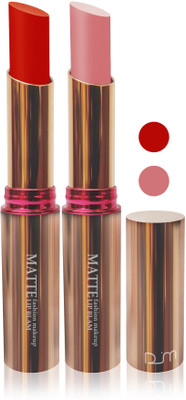 

FEMINA09 cosmetics makeup velvet matte Enriched with Vitamin E lipstick fashion collection combo set of 2 color(red pink, 10 g)