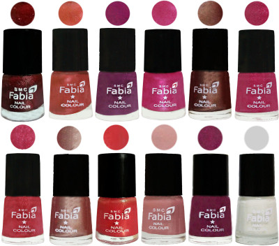

Fabia Nail Polish Pack of 12(6 Ml Each) Professional Serious Nail Polish Brick Red-Dark Peach-Shock Pink-Pink-Light Coffee-Magenta-Shock Pink Light-Light Nude-Red Orange-Shrimp Pastell-Cherry Blossom-White(Pack of 12)