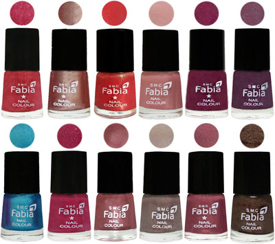 

Fabia Nail Polish Pack of 12(6 Ml Each) Professional Serious Nail Polish Shock Pink Light-Light Nude-Red Orange-Shrimp Pastell-Cherry Blossom-Light Jam-Denim-Hot Magenta-Lip-Light Beige-Dusty Pink-Dark Brown(Pack of 12)