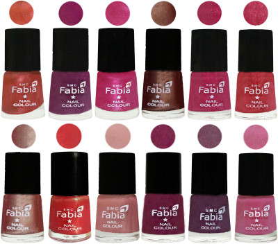 

Fabia Nail Polish Pack of 12(6 Ml Each) Professional Serious Nail Polish Dark Peach-Shock Pink-Pink-Light Coffee-Magenta-Shock Pink Light-Light Nude-Red Orange-Shrimp Pastell-Cherry Blossom-Light Jam-Light Plum(Pack of 12)