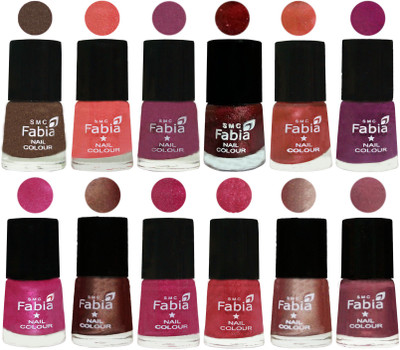 

Fabia Nail Polish Pack of 12(6 Ml Each) Professional Serious Nail Polish Everglade-Light Peach-Dark Cherry Blossom-Brick Red-Dark Peach-Shock Pink-Pink-Light Coffee-Magenta-Shock Pink Light-Light Nude-Dusty Pink(Pack of 12)